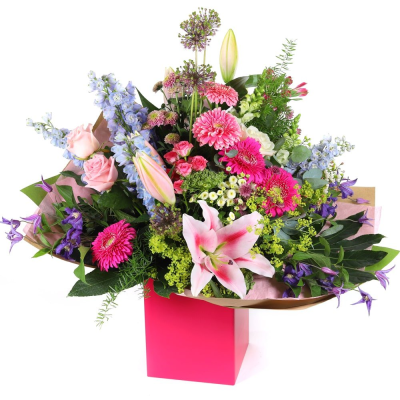 Florist choice water box - seasonal  flowers in a water box perfect for all occasions